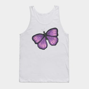 Pattern of hand drawn butterflies in purple and green Tank Top